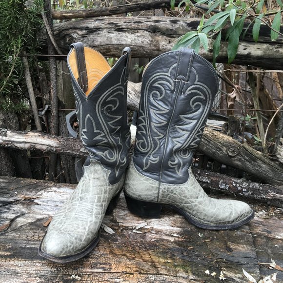 Justin Boots Shoes Vintage Justin 8527 Mens Boots Exotic Elephant